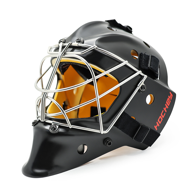 خوذة حارس المرمى الواقية من الفولاذ الأبيض لهوكي الجليد
