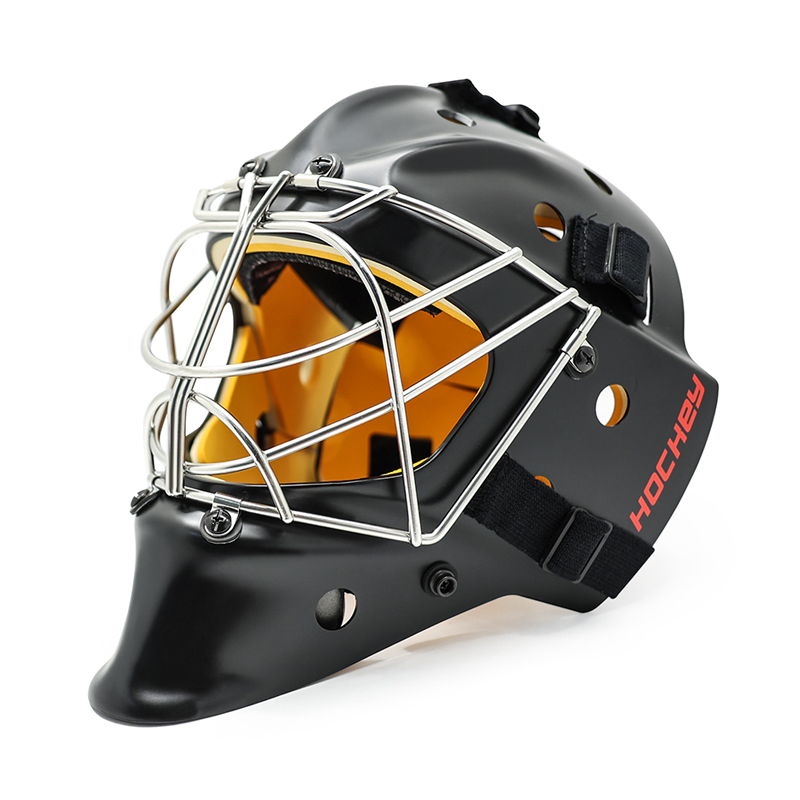 خوذة حارس المرمى الواقية من الفولاذ الأبيض لهوكي الجليد