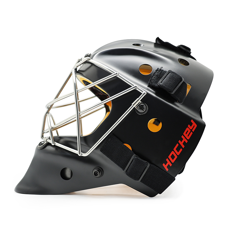خوذة حارس المرمى الواقية من الفولاذ الأبيض لهوكي الجليد