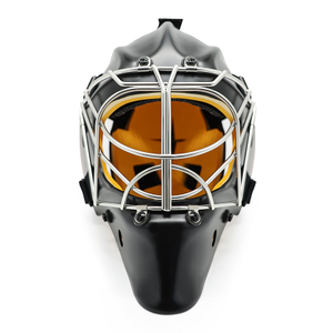 خوذة حارس المرمى الواقية من الفولاذ الأبيض لهوكي الجليد