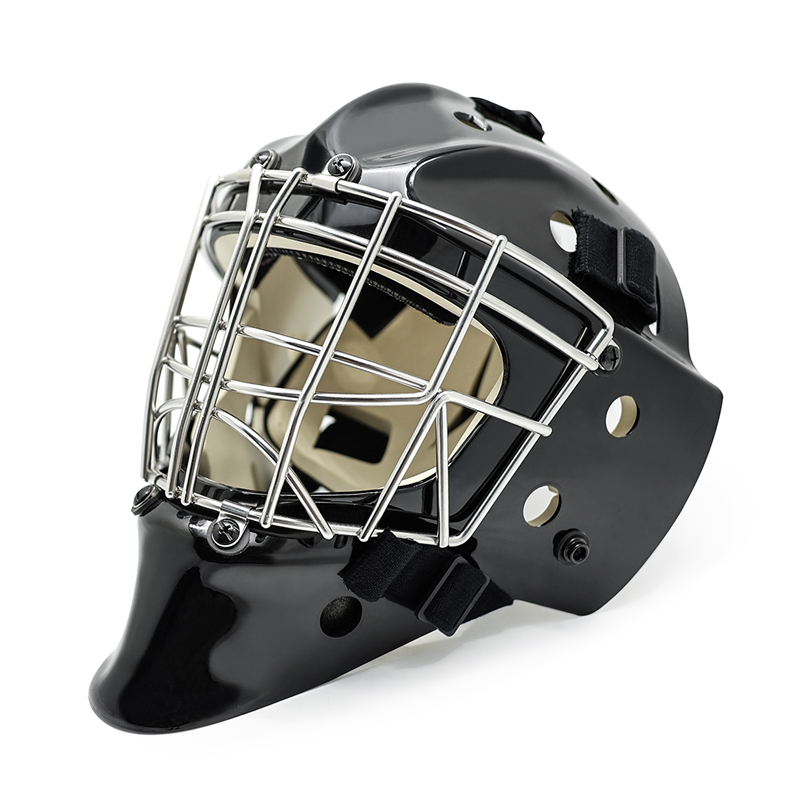 خوذة حارس المرمى الواقية من الفولاذ الأبيض لهوكي الجليد